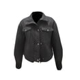 thumbnail image 3 of hirigin Women Fashion Wild Cropped Jacket Solid Color Turn-Down Collar Long Sleeve Single-Breasted Zipper-Up Pockets Coat, 3 of 7
