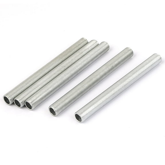 M10 1mm Pitch Threaded Zinc Alloy Pipe Nipple Lamp Repair Part 100mm Long 5pcs