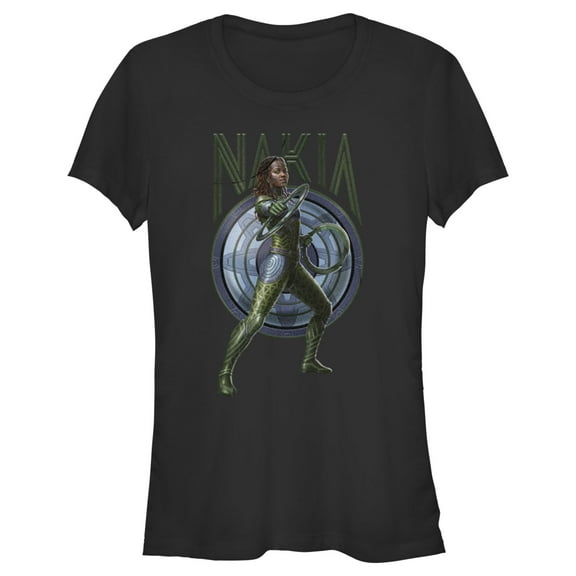 Junior's Black Panther: Wakanda Forever Nakia Shield Graphic Tee Black 2X Large