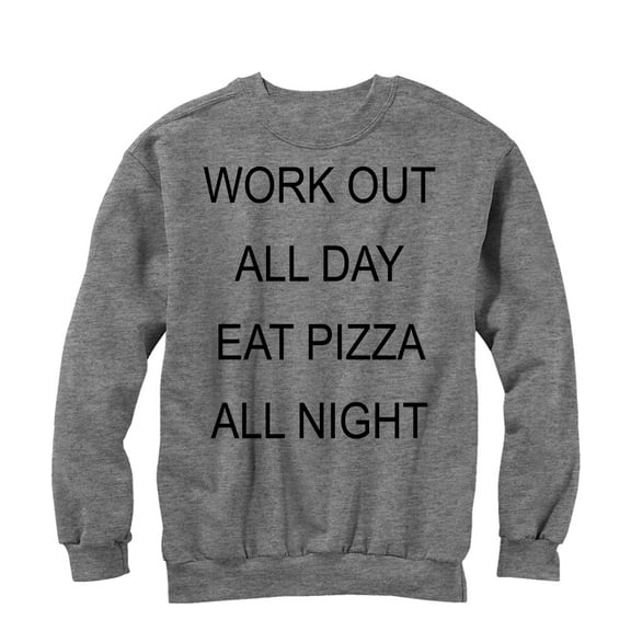 Women's CHIN UP Eat Pizza All Night Sweatshirt Athletic Heather 2X Large