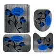 thumbnail image 4 of Rose flower butterfly printing 4Pcs Bathroom Rugs Set Shower Curtain Bath Mat Toilet Lid Cover,Blue, 4 of 7