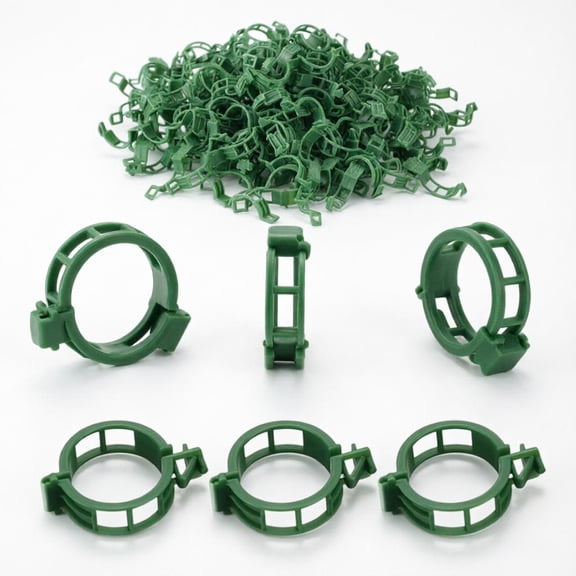 100 Pack Garden Plant Support Clips for Climbing Vines and Tomatoes Plastic for Outdoor Gardening Trellis and Stems Green