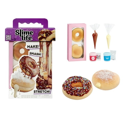 Slime Life Choco Icing Round & Cream Filled Donuts DIY Slime Kit, Make, Smash, and Stretch Your Food Slime, Ages 8 
