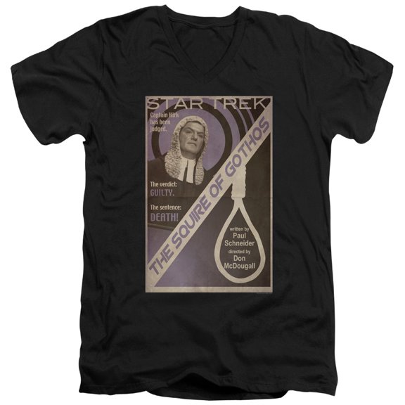 Star Trek Tos Episode 17 Adult V-Neck 30/1 T-Shirt Black