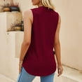 thumbnail image 4 of up to 60% off Gifts Usmixi Womens Tank Tops Beach Lightweight Casual Hollowed Smocked Tunic Shirts Vest Summer Trendy Solid V-Neck Sleeveless Shirts Blouse Wine XL, 4 of 6
