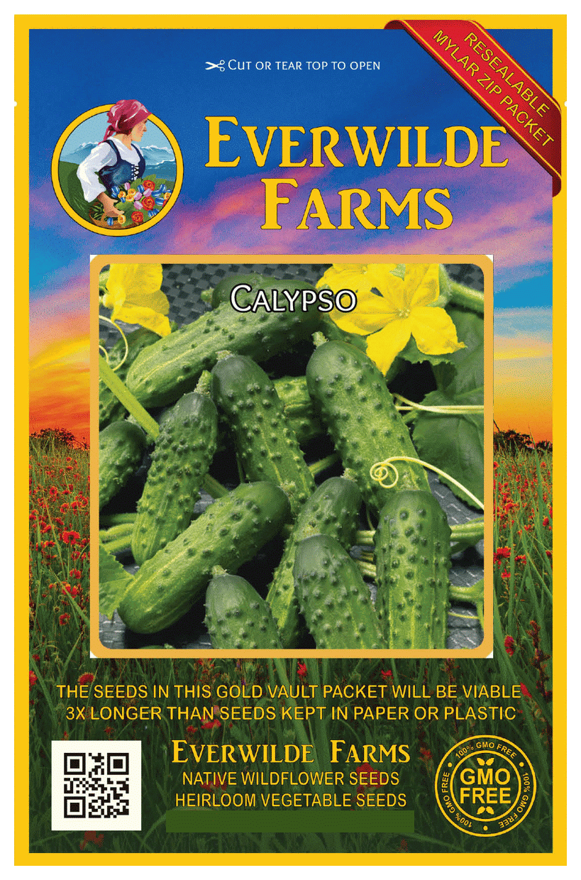 Everwilde Farms 100 Calypso F1 Hybrid Cucumber Seeds Gold Vault