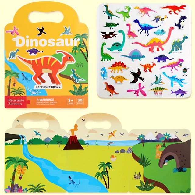 LEEYNEER Youngsters‘ Waterproof Sticker Activity Book - Reusable Portable & Multi-Themed Learning Toy for Art and Crafts Perfect for Winter New Year