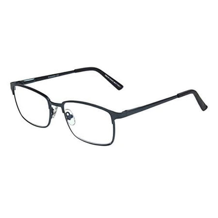 Foster Grant Men's Braydon Multifocus Rectangular Reading Glasses, Matte Navy Blue/Transparent, 54 mm + 1.25