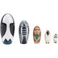 thumbnail image 1 of Juego de 5 Willy y amigos - Muñecas Matryoshka - Muñecas rusas de madera - Figuras de animales de vida marina - Ballena, morsa, pingüino - Muñecas apilables, 1 of 1