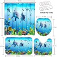 thumbnail image 2 of Underwater World Dolphin Shower Curtain Set with Toilet Lid Cover and Non-Slip Rugs, Tropical Fish 4 Pcs Shower Curtain Set with 12 Hooks, Ocean Kids Bathroom Set with Rugs and Accessories, 2 of 7