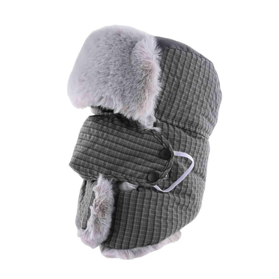 AHTJRT Men's Aviator Trapper Hat Warm Sherpa Fleece Lined Ushanka Eskimo Caps Winter Windproof Outdoor Skiing Hunting Cycling Hats Gray Free Size