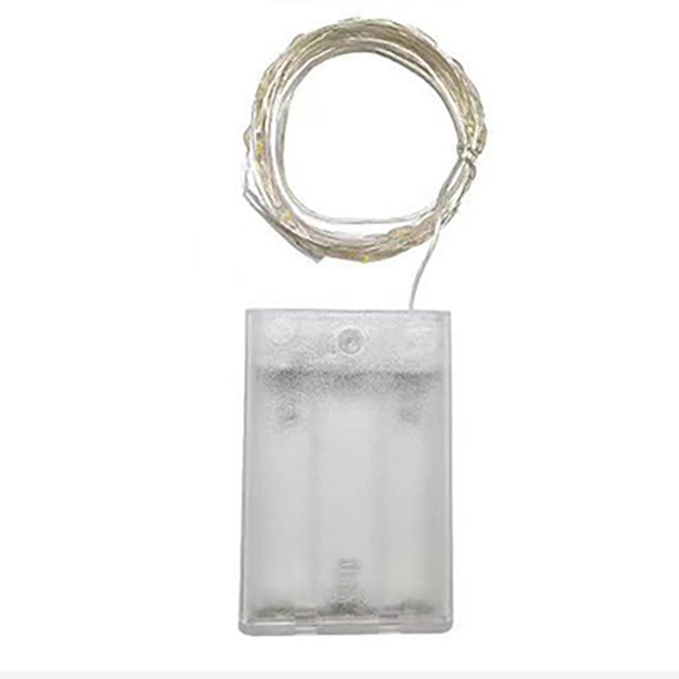 Lámpara de cadena LED con caja de batería 3AA, lámpara de alambre de cobre, lámpara de botón, lámpara de tapón de botella, cadena de luces, decoración navideña para dormitorio, lámpara de