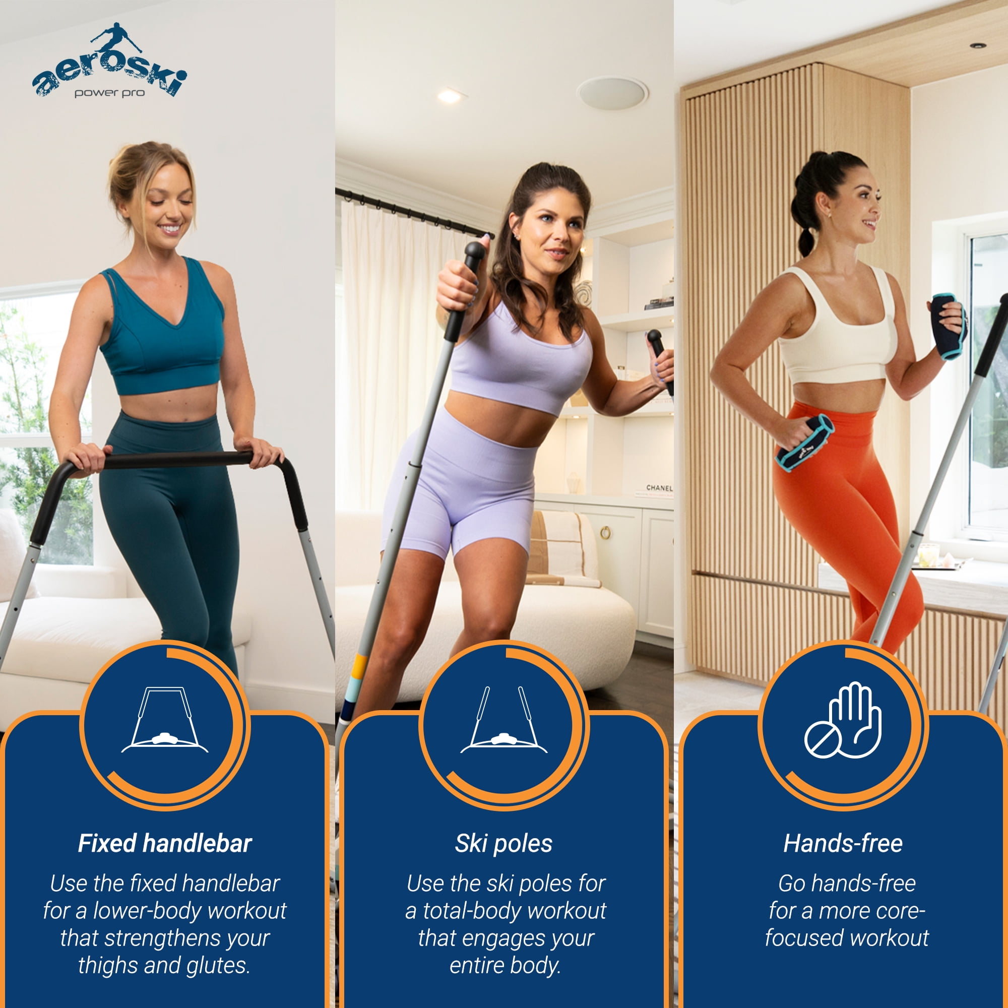 Aeroski 2.0 Ski Fitness Machine, Gray, Adjustable Resistance