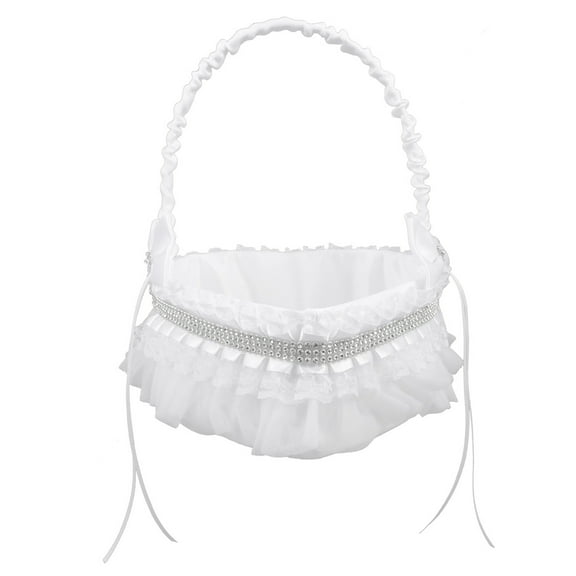 OUNONA Romantic Heart Shape Rhinestone Basket Western Wedding Flower Basket Delicate Flower Girl Basket Elegant Wedding Ceremony Supplies