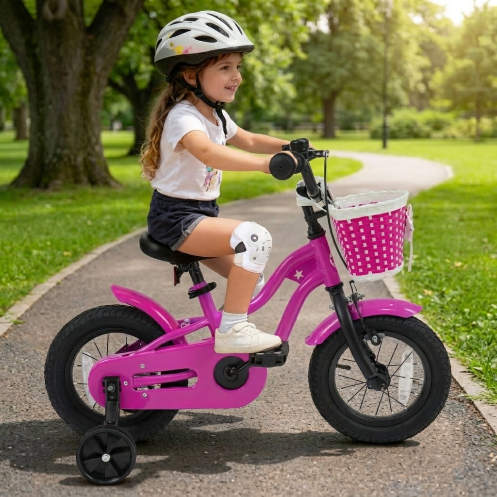 Redsmile Kids Bike 12 Inch with Training Wheels for Toddlers Boys Girls Ages 3-4 Years Old, 12 Inch Kids Bicycle with Adjustable Seat and Coaster Brake, Beginner Kids Bike, Multicolor