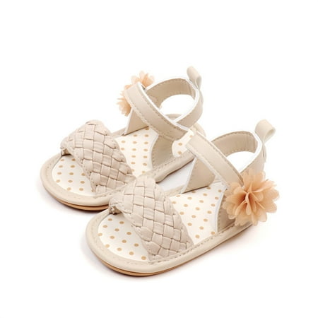 

Co.MMehjri Baby Girl Summer Casual Sandals Anti-slip Soft Sole Flower Decor Shoes