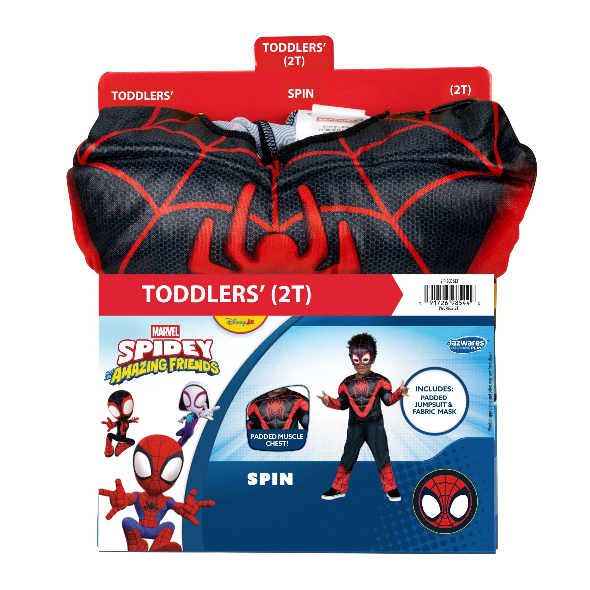 Marvel's Miles Morales Halloween Costume for Toddler, Size 2T, by Jazwares