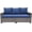 Deep Blue, variant on 3-Seat Outdoor Sofa with High Back, Premium Resistant Rattan and Cushions Weather with Deep Seat for Patio Backyard Porch Balcony, Blue