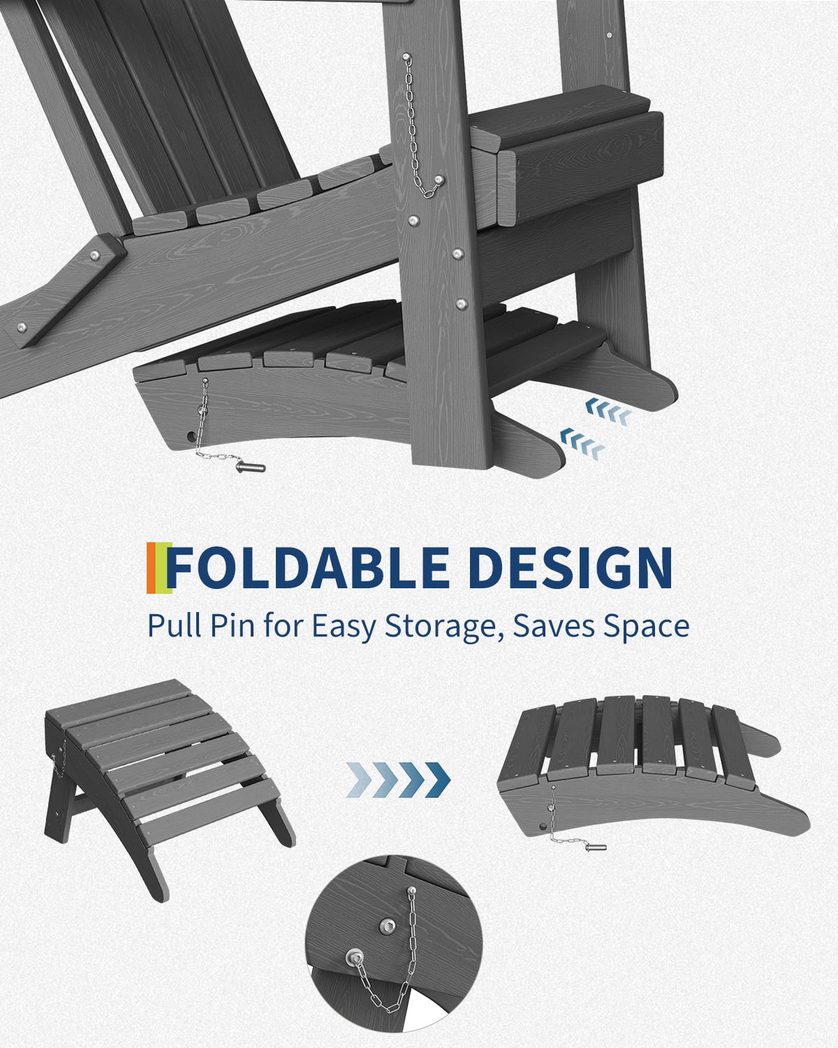 Soonbuy Folding Adirondack Ottomans, HDPE Outdoor Foot Rest for Adirondack Chair, All-Weather Patio Ottoman for Deck, Lawn, Porch and Poolside