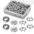 thumbnail image 2 of 150 Sets Snap Button 9.5Mm Metal Silver Snaps Buttons for Sewing And Crafting, Open Snap Button Snap Fasteners Kit, 2 of 10