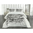 thumbnail image 3 of Ambesonne Kabuki Quilted Bedspread Set 3 Pcs, Warrior Samurai Art, Queen Size, Black White, 3 of 5