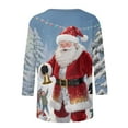 thumbnail image 7 of Oksale Womens Christmas Cotton Shirts Plus Size Santa Claus Print Shirt Loose 3/4 Sleeve Blouses Casual Round Neck Blouse Soft Cozy Fall Fashion Tops Multicolor S, 7 of 7