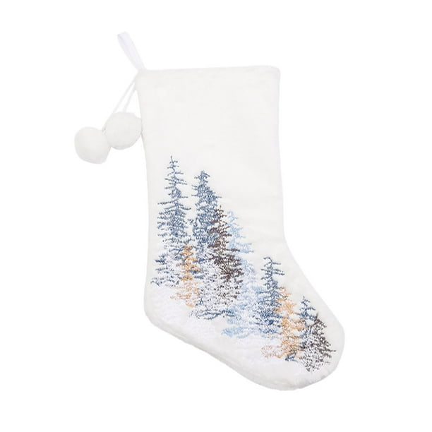 Medias bordadas de Navidad, soporte para calcetines, bolsa de regalo de lana blanca, colgante para chimenea en casa, suministros para Bar de Kits de decoración para fiestas Árbol de Navidad Bewildely HA068964-02