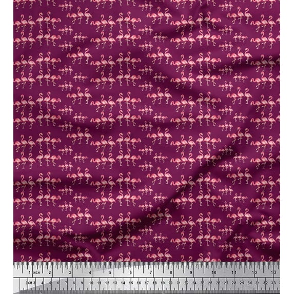 Soimoi Cotton Poplin Fabric Flamingo Bird Print Fabric by Yard 42 Inch Wide