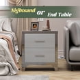 thumbnail image 5 of S-HOME Modern High Gloss Nightstand with Dual Drawers, Stylish Mirrored End Table for Bedroom & Dorm Rooms, Metal Handle, Grey, 5 of 11