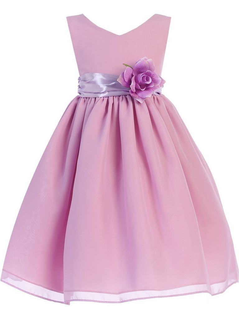Ellie Kids Little Girls Lavender Vneck Chiffon Floral Sleeveless Special Occasion Dress 2