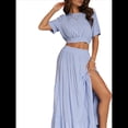 thumbnail image 3 of Falda Larga de Verano 2025 para Mujer, , con Abertura, Elástica, Cintura Alta, Corte A, para Playa Azul L, 3 of 7