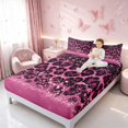 thumbnail image 3 of Homewish Pink Cheetah Printed Bed Sheets for Girls, Princess Glitters Print Full Size Sheets, 4-Piece (1 Flat Sheet, 1 Fitted Sheet and 2 Pillowcases), 3 of 6