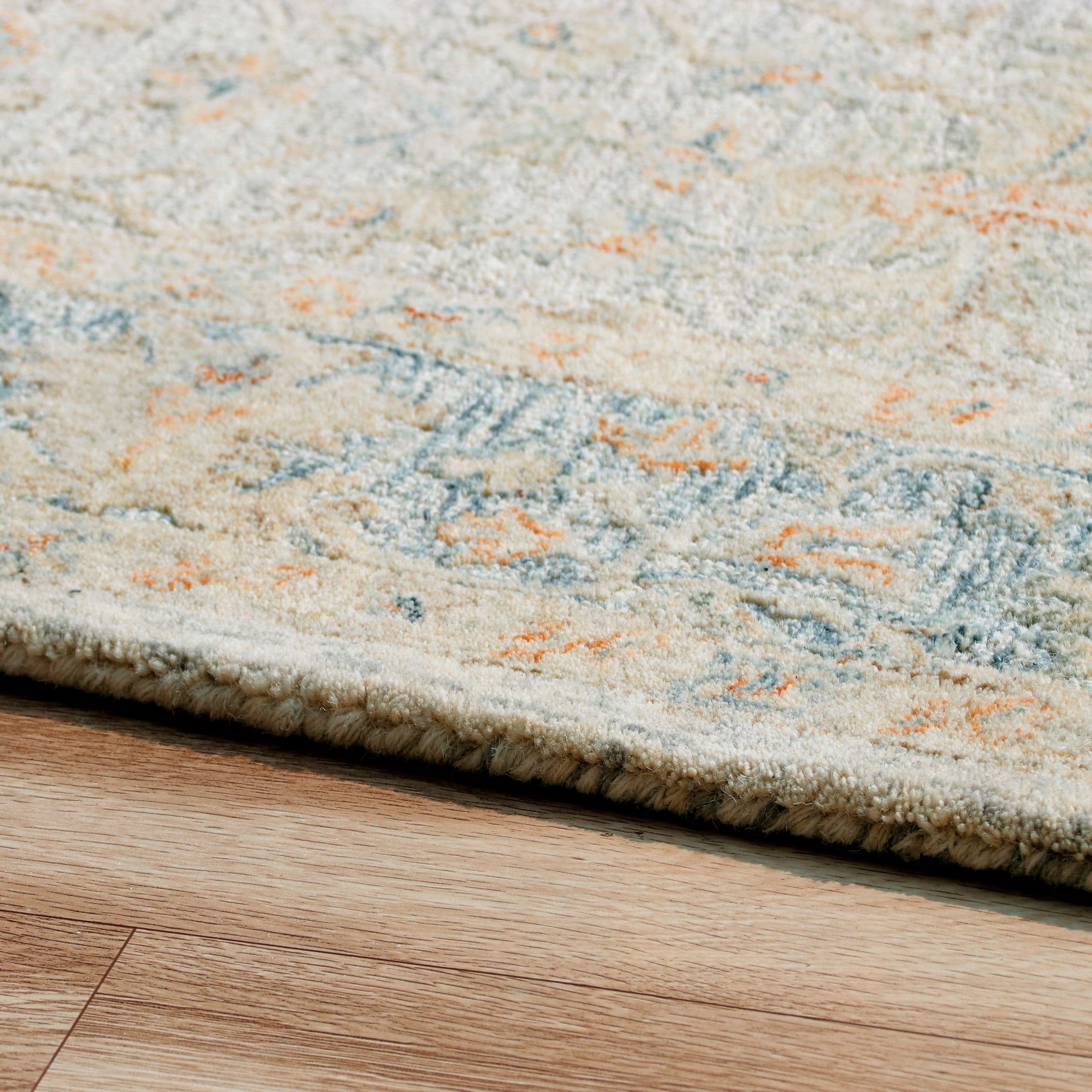 Harlow Hill 2' x 3' Blue/Taupe Floral Traditional Wool Indoor Area Rug
