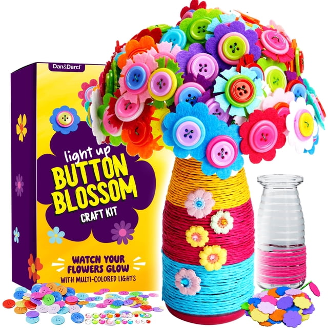 Kit de manualidades Dan&Darci con forma de botón con forma de flor y jarrón iluminado