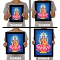 thumbnail image 7 of IBA Indianbeautifulart Indian Goddess Lakshmi On Lotus Showering Money Picture Frame Religious Poster For Wealth & Prosperity Home Decor Ready To Hang Black Wooden Frame, 7 of 7