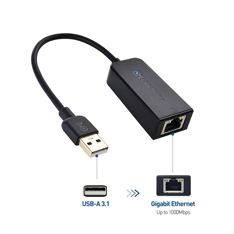  Cable Matters 4-in-1 USB Hub with Ethernet, Support Gigabit  Ethernet (USB 3.0 Hub Ethernet, USB to Ethernet Adapter, Gigabit Ethernet  USB Hub, USB Ethernet Hub) with 10/100/1000Mbps Network in Black 