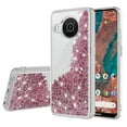thumbnail image 2 of Spy Case for T-Mobile Nokia X100 Liquid Glitter Diamond Phone Case Cover w/Tempered Glass Screen Protector - Clear/Rose Gold, 2 of 5