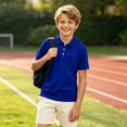 thumbnail image 5 of Boys' School Uniform Short Sleeve Polo Shirt Button Closure Moisture Wicking Performance Material, 5 of 7