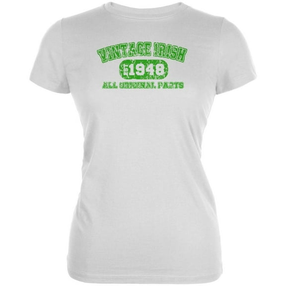 St Patricks Vintage Irish Birthday 1948 Juniors Soft T Shirt White LG