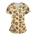 thumbnail image 2 of Minjewel Women's Plus Size Printed V-Neck Scrubs for Women Set with Pockets, Cheerful Animal & Floral Design Scrub Set for Medical Staff,Yellow 3XL, 2 of 5