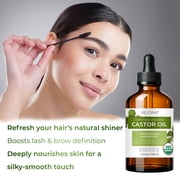Velona USDA Certified Organic Castor Oil - 4 oz | Cold-Pressed, Hexane-Free, USP Grade | Promotes Hair Growth, Eyelash & Eyebrow Enhancement | Bottled in USA