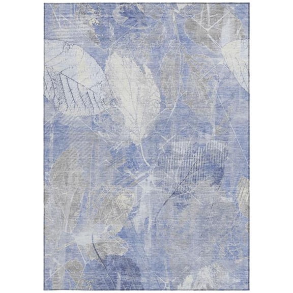 HomeRoots 622759 9 x 12 ft. Denim Blue & Ivory Floral Washable Transitional Indoor & Outdoor Rectangle Area Rug