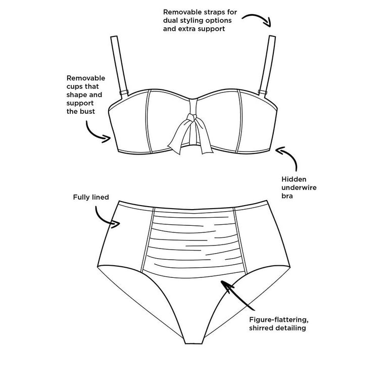Swimsuits For All Women's Plus Size Scout Underwire Bikini Set With  Foldover Brief 18 Black White Stripe, Black 