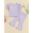 thumbnail image 2 of Bagilaanoe 3pcs Newborn Baby Girl Pants Set Flower Short Sleeve T-shirt Tops + Flare Trousers 6M 12M 18M 24M 3T 4T Kids Casual Clothes, 2 of 7