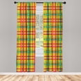 thumbnail image 4 of Ambesonne Plaid Window Curtains, Scotish Tartan Motif Pattern, Each 28" W x 84" L, Vermilion and Dark Indigo, 4 of 4