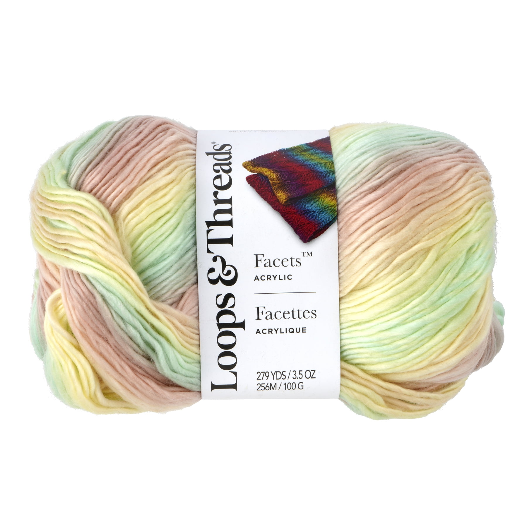 (3 pack) Facets Yarn by Loops & Threads - Yarn for Knitting - Crochet - Weaving - and Arts & Crafts - Multi - Acrylic - 3.5 oz