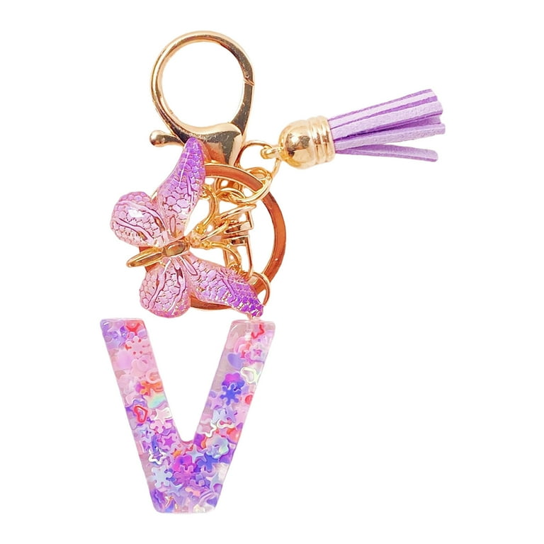 Personalized Resin Initial Letter Keychain for Women, Custom Name