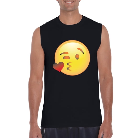 Artix - Men's Graphic T-Shirt Sleeveless, up to Men Size 3XL - Emoji Winky Face
