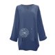 thumbnail image 2 of Gibobby Blusa Mujer Estampado floral Tallas grandes Blusa suelta con cuello en V Manga casual Camisa de mujer Blusa larga de mujer（Azul marino， L), 2 of 5