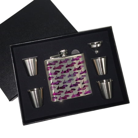 

KuzmarK 6 oz. Stainless Steel Flask Set in Black Presentation Box - Scottish Terrier Pink
